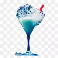 蓝色夏威夷玛格丽塔果汁马提尼鸡尾酒-泡泡汁