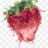 水彩画海报制作柠檬喷墨喷红草莓