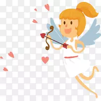 丘比特剪影卡通插图-可爱的天使