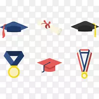 毕业典礼广场学术帽学士学位剪贴画-毕业学士帽硕士帽图标