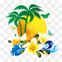 椰子-华丽的热带花卉椰子树材料