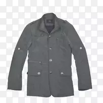 外套套筒纽扣灰色长袖夹克