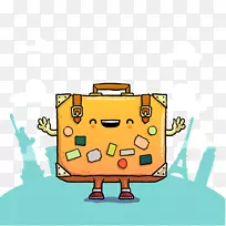 行李箱行李旅行图-可爱的行李旅行插图