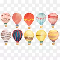 水彩画热气球.手绘水彩热气球