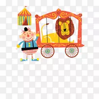 马戏团考尔德马戏团小丑插图-马戏团小丑和狮子