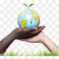 环保海报-双手地球仪