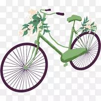 自行车轮式道路自行车车架绿色卡通自行车