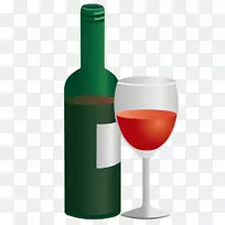 红酒瓶葡萄酒酒杯葡萄精酒瓶和酒杯