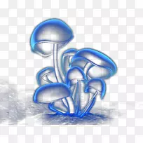 真菌画墙纸.手绘蓝蘑菇