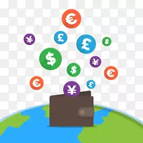 支付业务-电子商务、货币汇率-创意钱包和货币符号