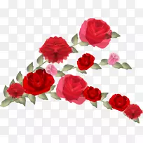 花园玫瑰花卉设计花束水彩画手绘水彩花束