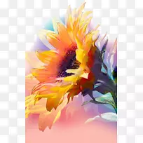 水彩画作品中常见的向日葵墨和向日葵