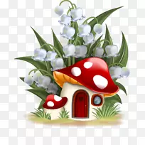 童话皇室-免费剪贴画-可爱的卡通花蘑菇
