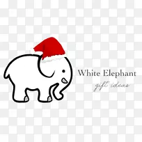 白象礼品交换剪贴画-圣诞帽白象