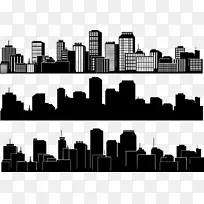 城市剪影天际线建筑-黑白城市轮廓