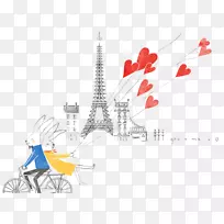 巴黎爱艺术漂流插图-骑自行车的兔子爱好者