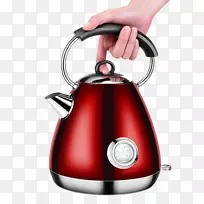 电水壶电加热厨房炉灶png红色电热壶