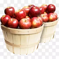一篮子苹果，脆苹果，甜甜圈，木框架苹果