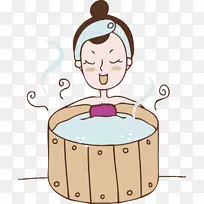 小兔子沐浴卡通插图-卡通女孩图片浴缸