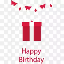 生日蛋糕贺卡祝你生日快乐-红色精美生日礼物