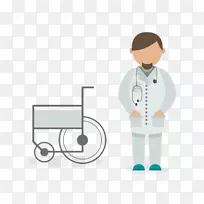 医生卡通医学护士-带轮椅的病媒医生