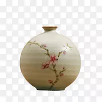 花瓶桃子图案花瓶材料