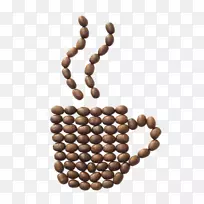 咖啡豆卡布奇诺茶-一种由咖啡豆组成的热咖啡杯