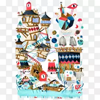 卡通绘图插画示范片插图卡通巨轮