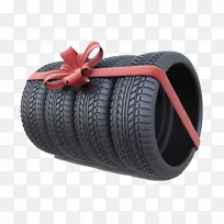 汽车轮胎摄影丝带礼品-礼品轮胎图片高清晰度演绎材料
