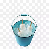 冰淇淋冰激凌甜点-蓝色桶白色冰棒