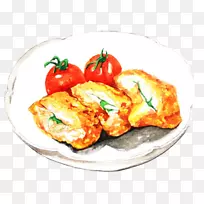 炸鸡肯德基鸡肉手指素食菜-番茄风味炸鸡手绘材料图片