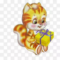 祝你生日快乐，祝你动画剪贴画-小猫