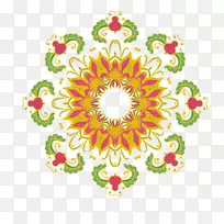 曼达拉装饰冥想挂毯插图-圆形民族凤凰图案