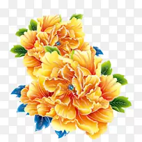 花鸟画牡丹水墨画工笔画美丽娇嫩的牡丹叶