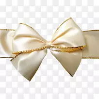 礼品包装圣诞彩带领结白色蝴蝶结