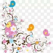 复活节兔子彩蛋夹艺术-卡通鸟