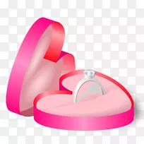 结婚戒指图标-粉红色心形戒指盒