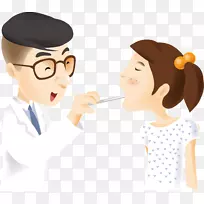 内科医生咽喉痛咳嗽病人-观察牙痛成分