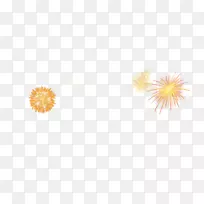 花瓣黄色插图-元旦灯笼、新年装饰元素、烟花效果