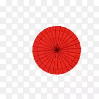 热气球对称圆形图案-红色纸伞