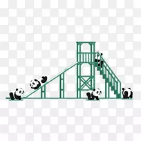 游乐场滑梯图形设计-卡通熊猫游乐场