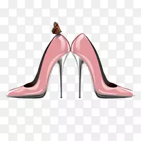 拖鞋高跟鞋-粉红色高跟鞋
