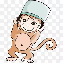 卡通盖子剪贴画-可爱的猴子