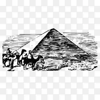 埃及金字塔黑白古埃及手绘黑白印刷金字塔骆驼特征