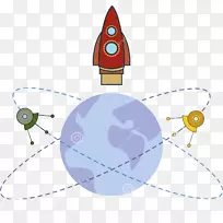 地球航天器火箭飞行卡通宇宙飞船地球