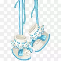 婴儿分娩公告短片艺术-蓝色婴儿鞋