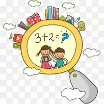 数学公式卡通插图-创造性儿童卡通放大镜