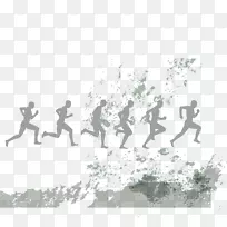 跑步俱乐部-水彩画和跑步者