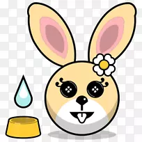 欧洲兔子类动物画-兔头，手绘兔，花，卡通兔子