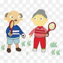 羽毛球运动员老年运动-为老年人打网球